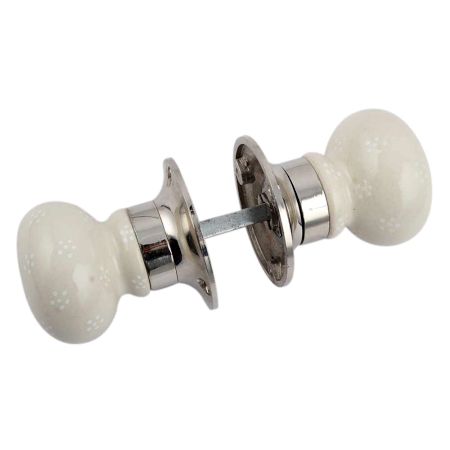 Cream Tiny Flower Mortice Handle 2.25